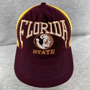 Vintage Red Florida State University Yellow Mesh Trucker Snapback Hat (Q1)